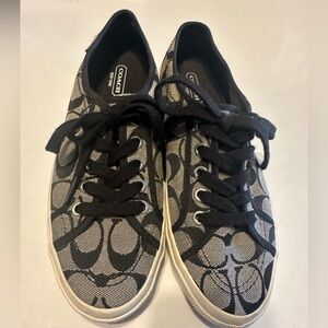 Coach Women's Monogram Black and Gray Sneakers Size 7B